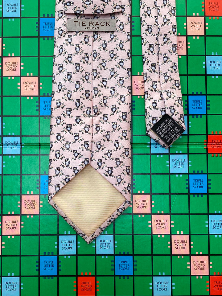 Pink Owl Silk Tie