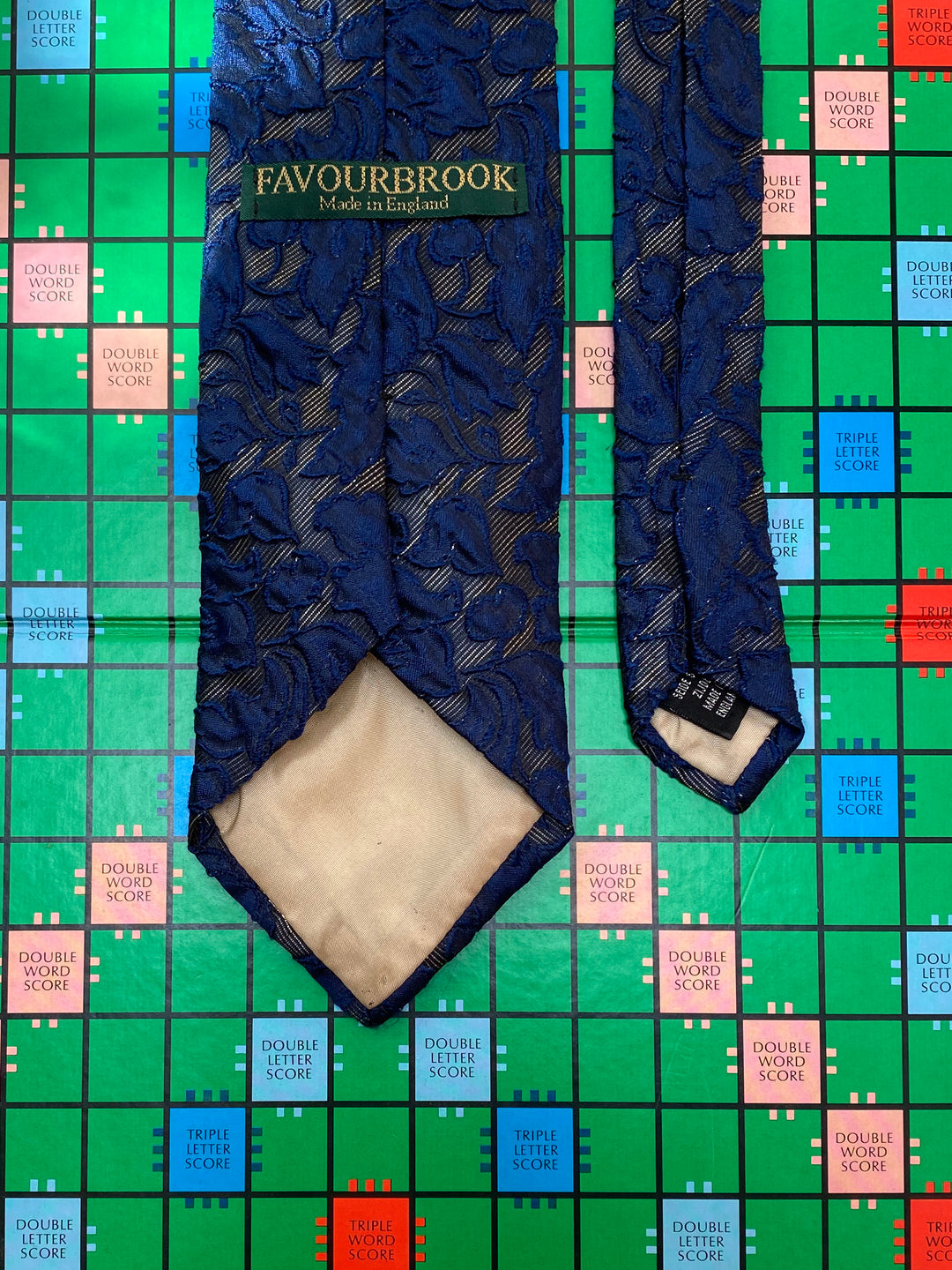 Navy &amp; Gold Floral Favourbrook Tie