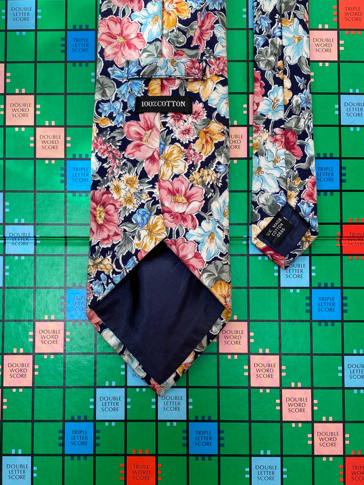 Navy Floral Cotton Tie