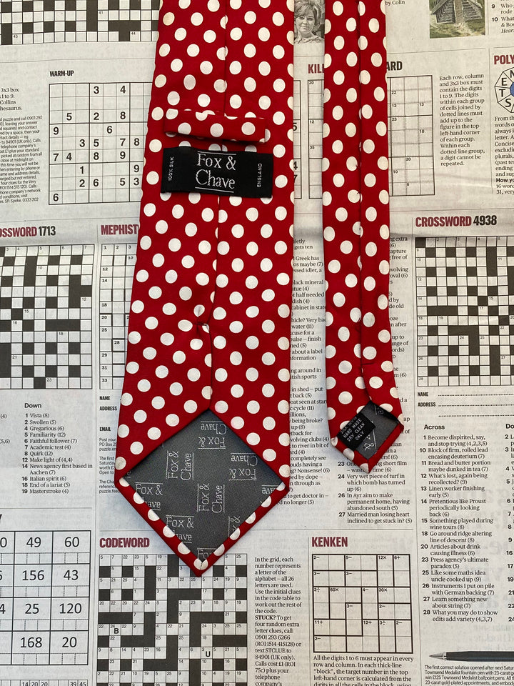Fox &amp; Chave Red Polka Dot Silk Tie