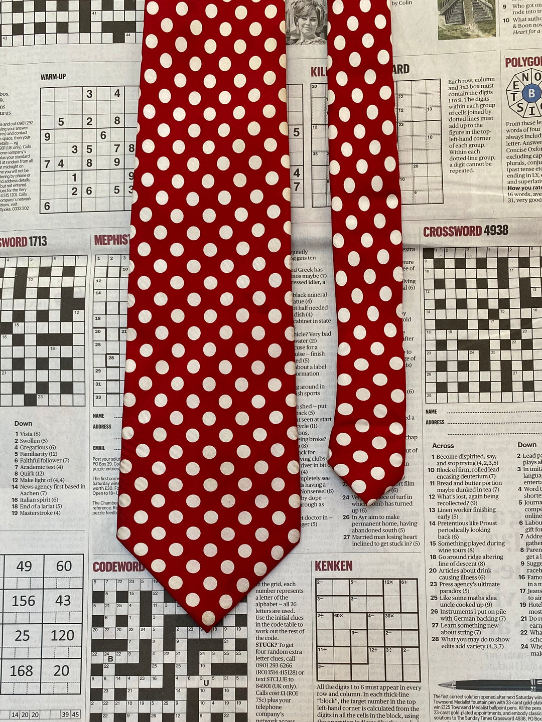 Fox & Chave Red Polka Dot Silk Tie