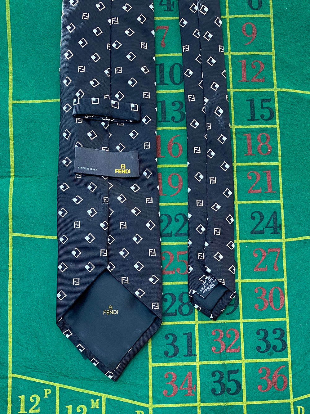 Fendi Square Logo Motif Silk Tie