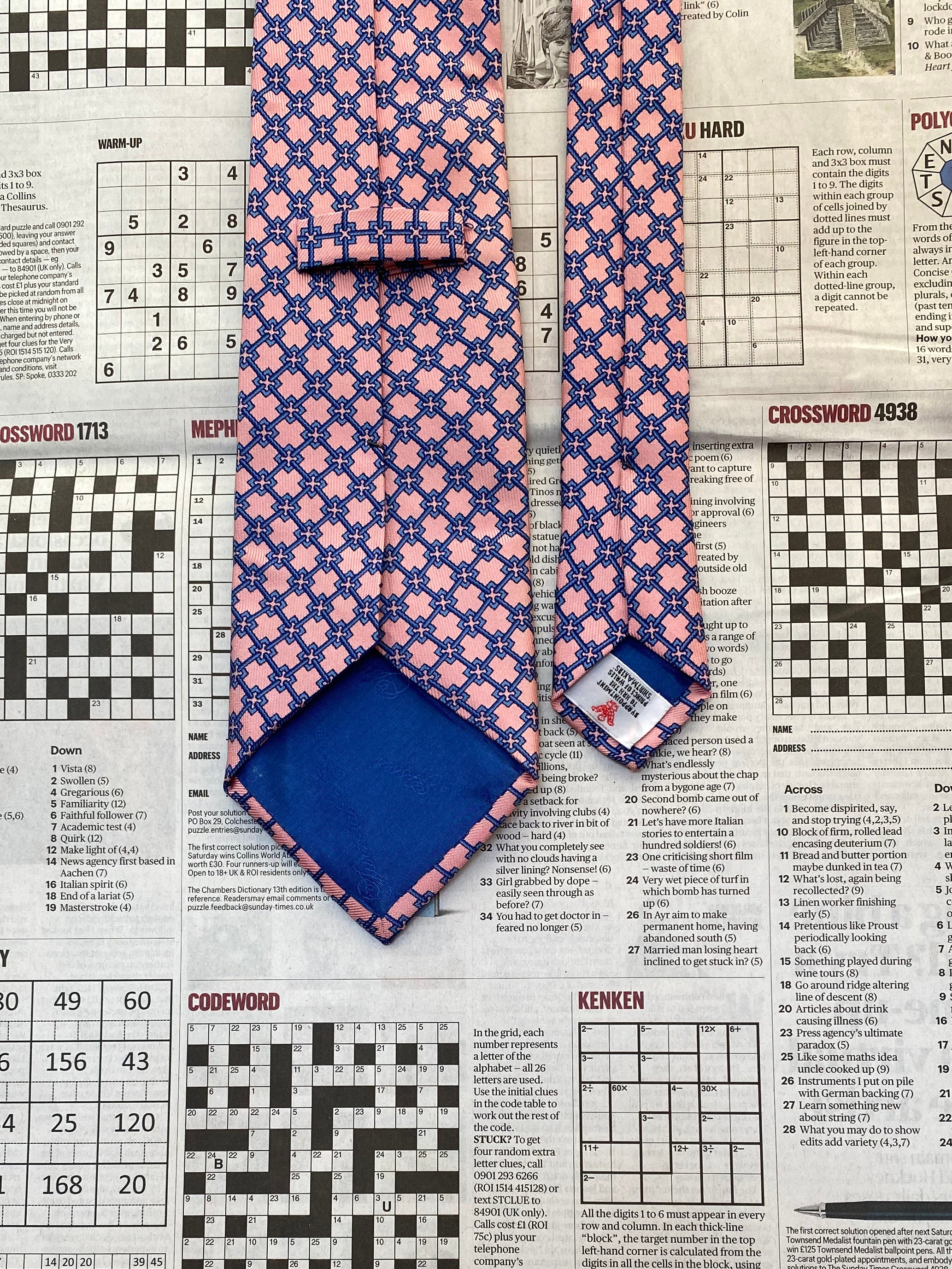 Pink & Blue Geometric Turnbull & Asser Silk Tie
