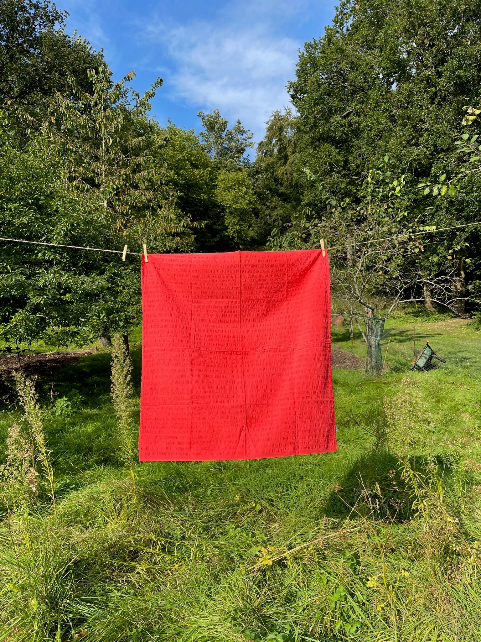 Ruby Seersucker Tablecloth