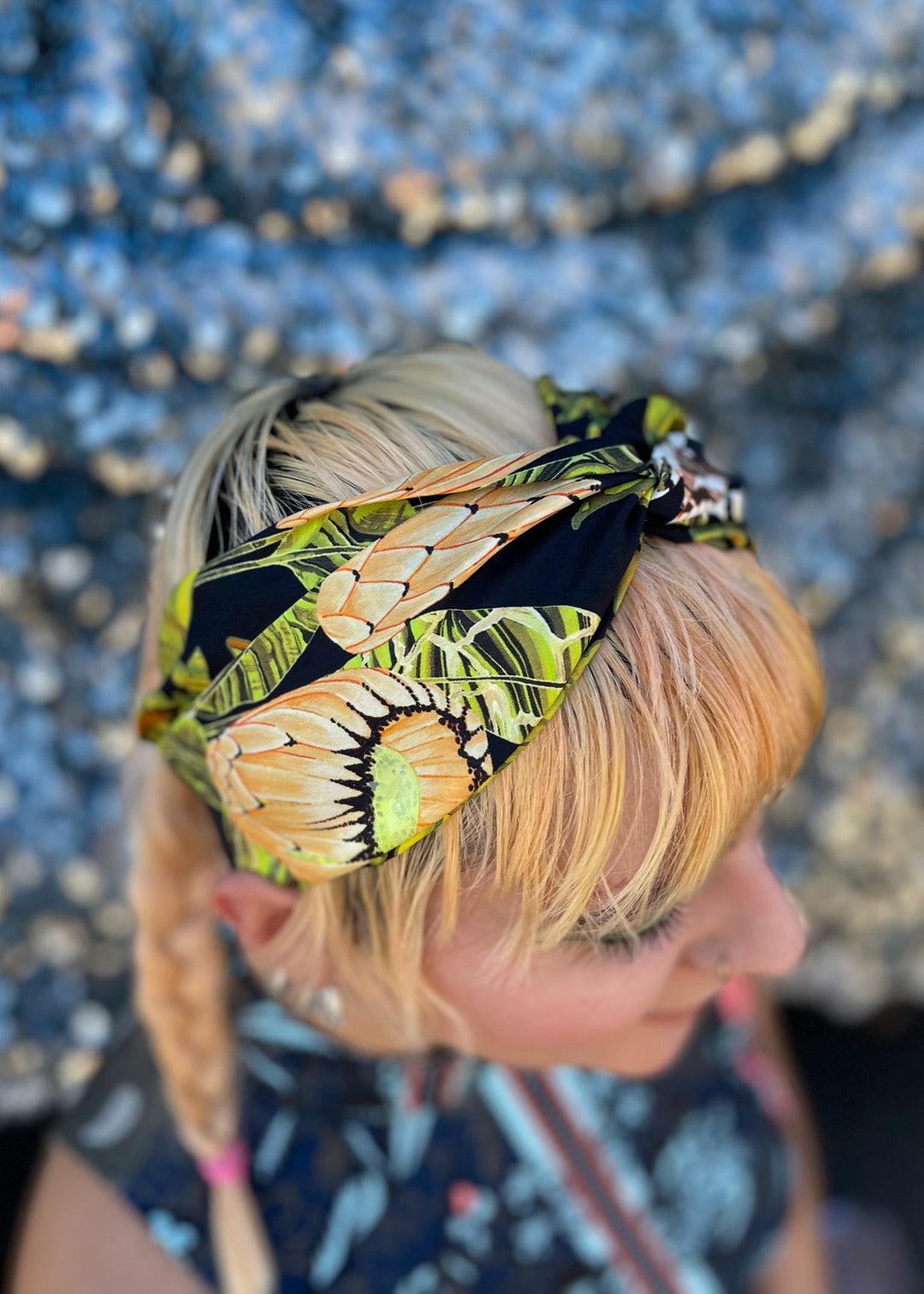 Black Harmony Print Headscarf Temperley London