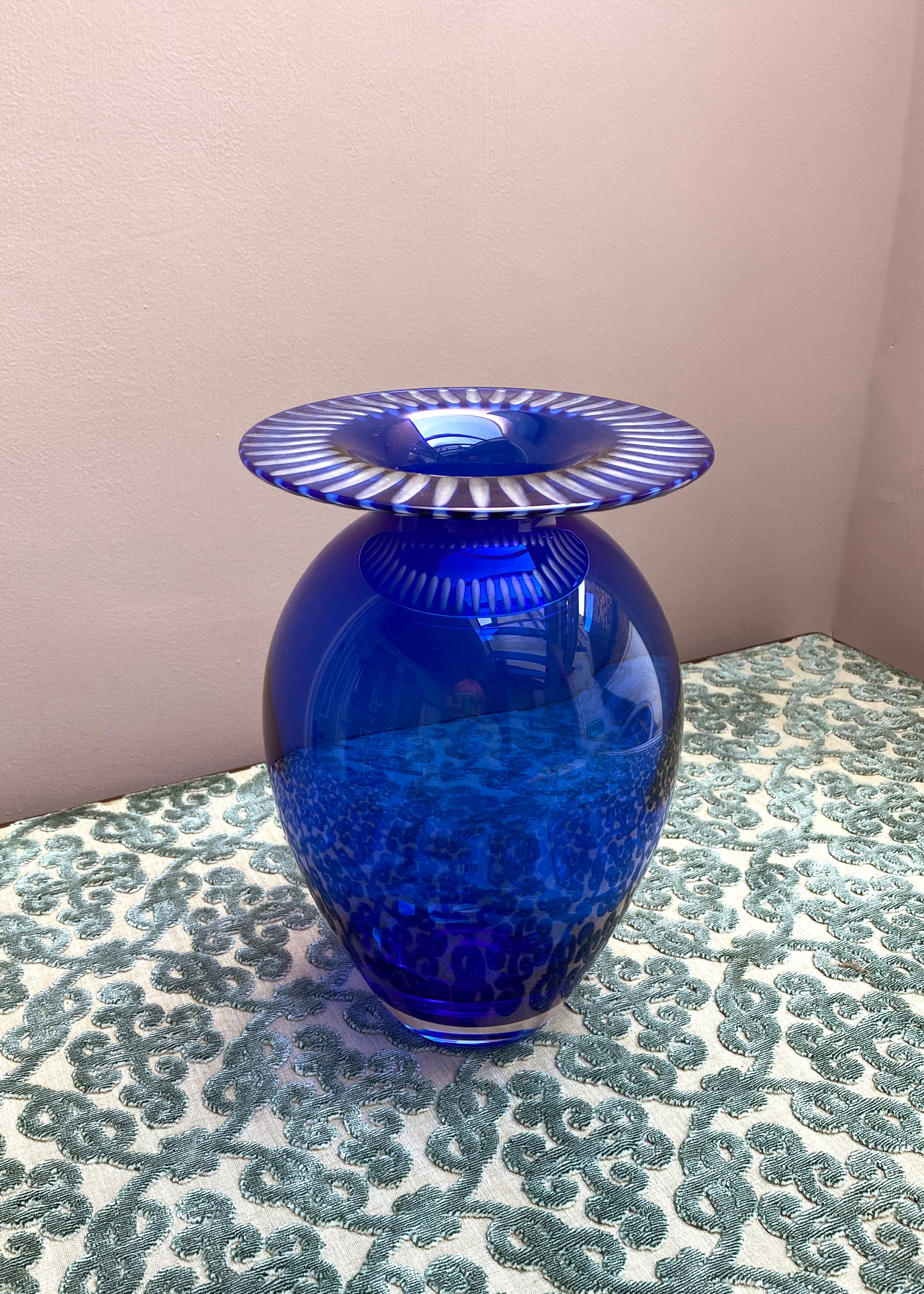 Tiffany & Co. Blue Cut Urn Vase