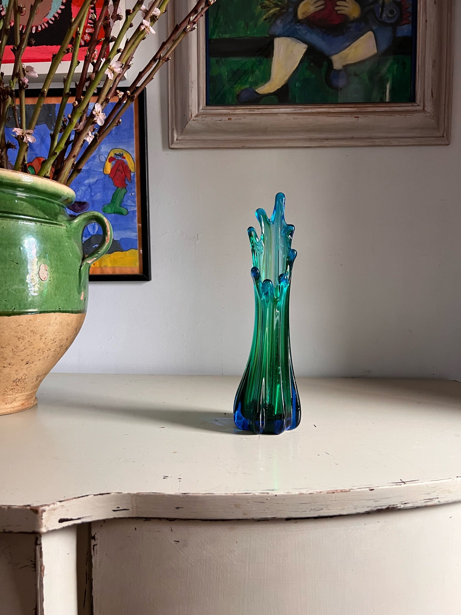 Two Tone Swung Glass Murano Vase