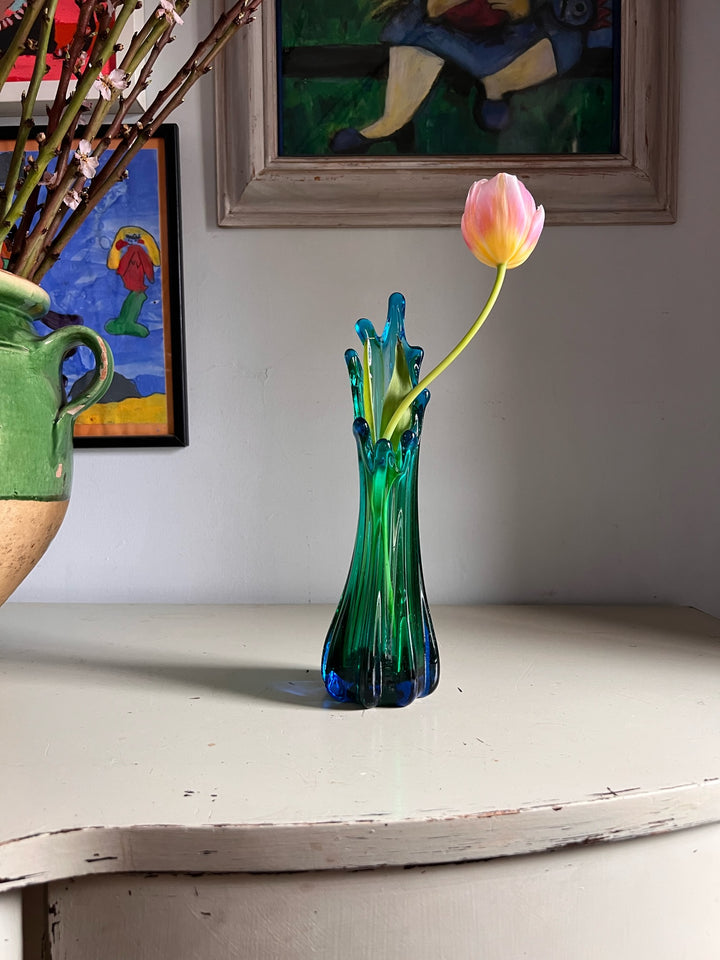 Two Tone Swung Glass Murano Vase