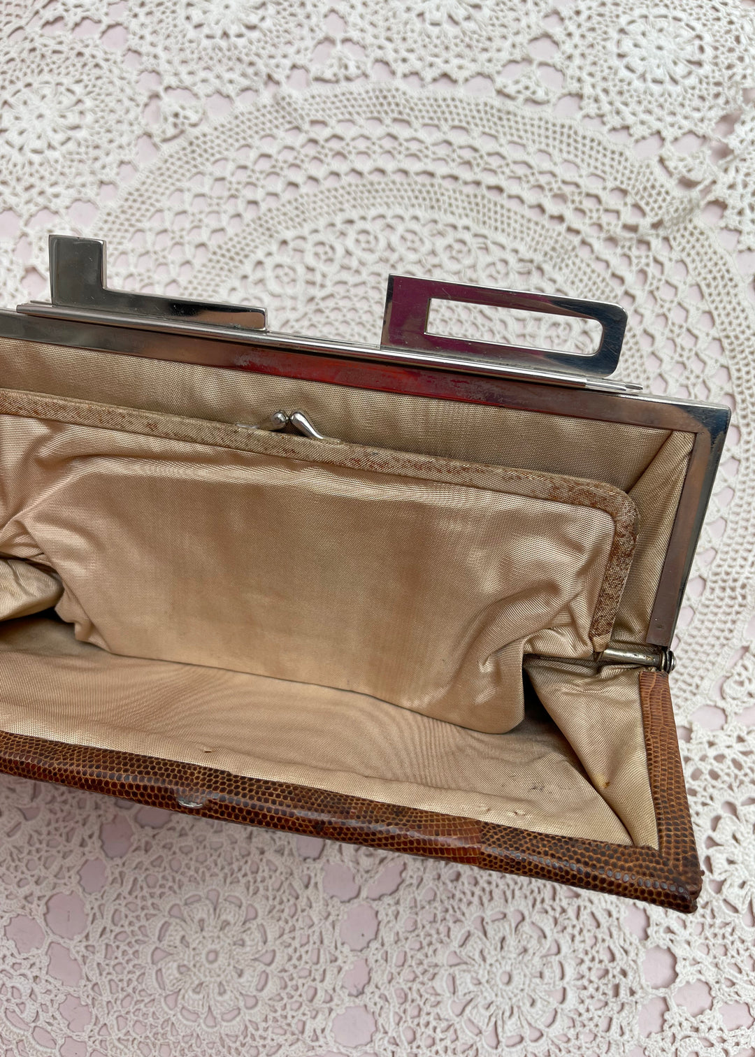 Unique Vintage Brown Leather Clutch
