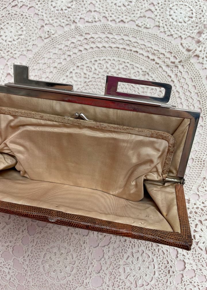 Unique Vintage Brown Leather Clutch