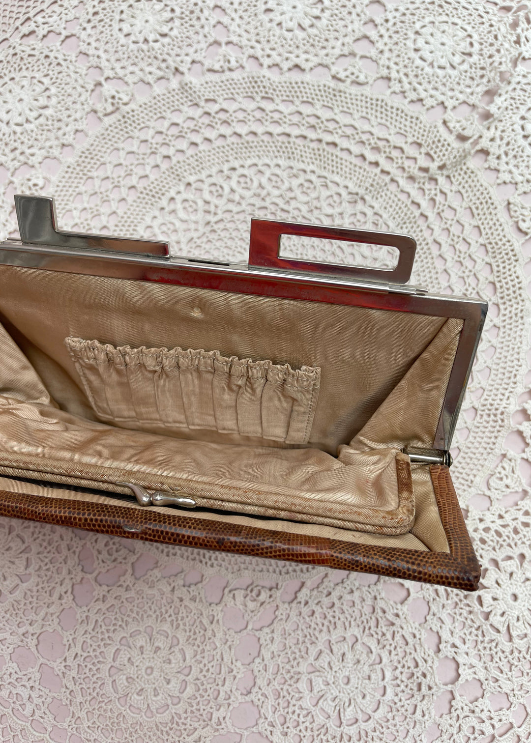 Unique Vintage Brown Leather Clutch