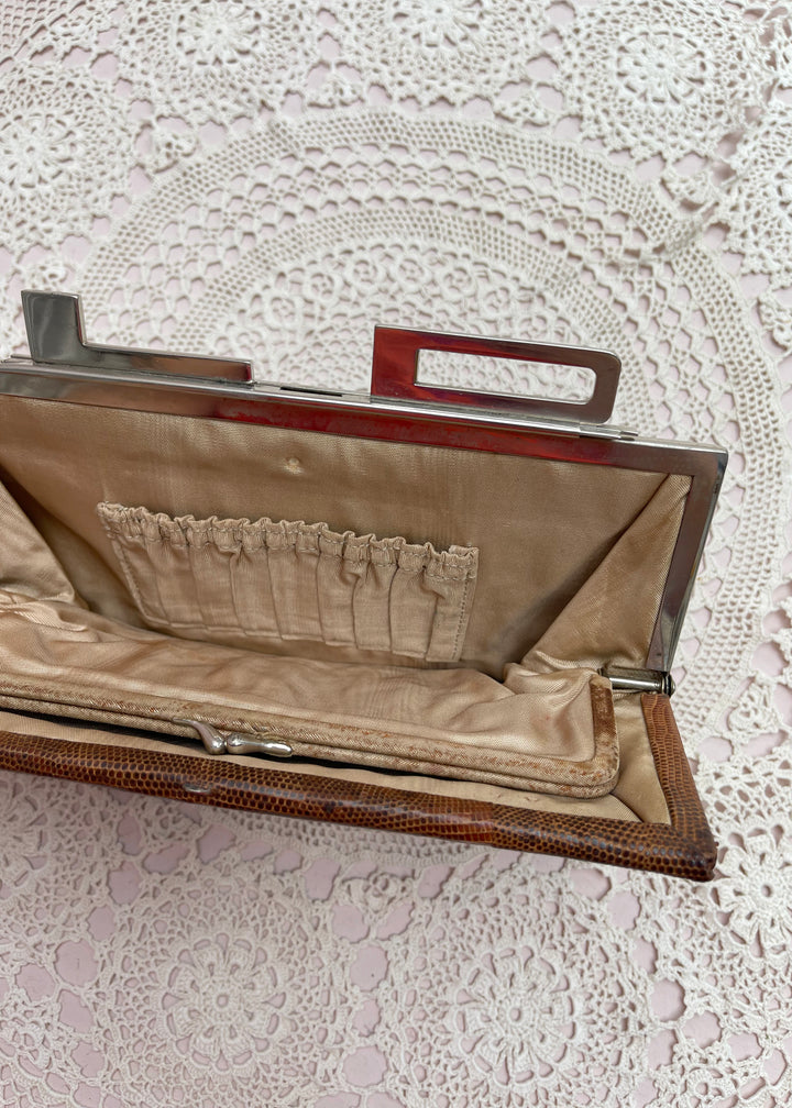 Unique Vintage Brown Leather Clutch