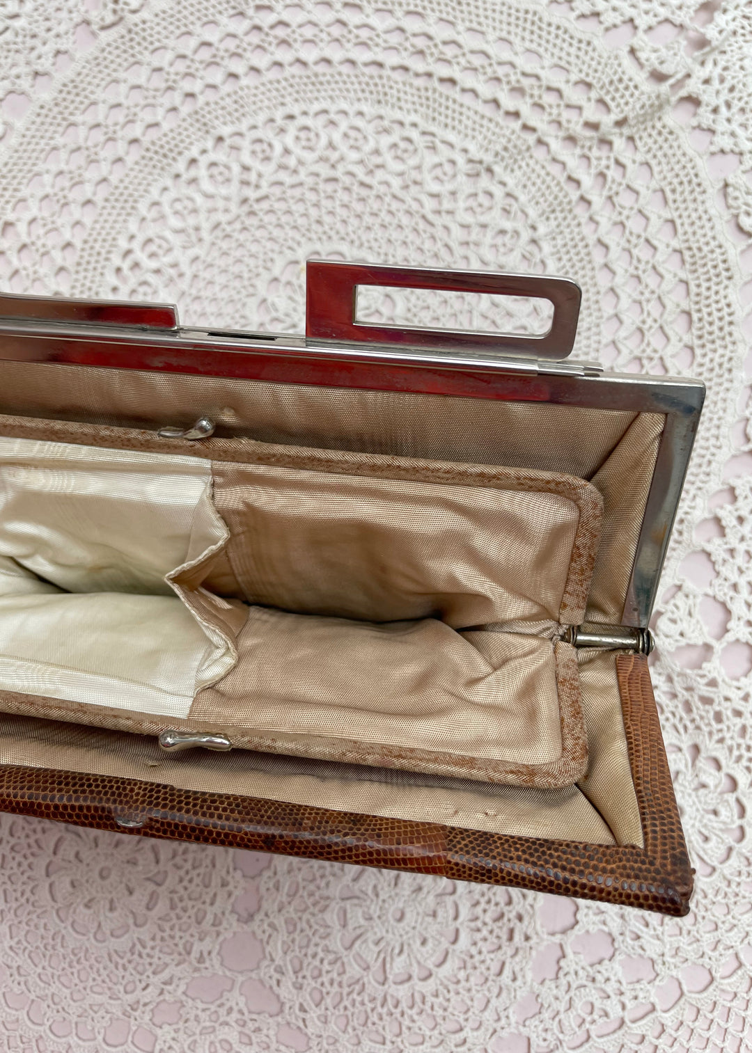 Unique Vintage Brown Leather Clutch