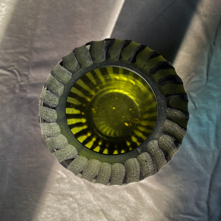 Battuto Cut Green Vase