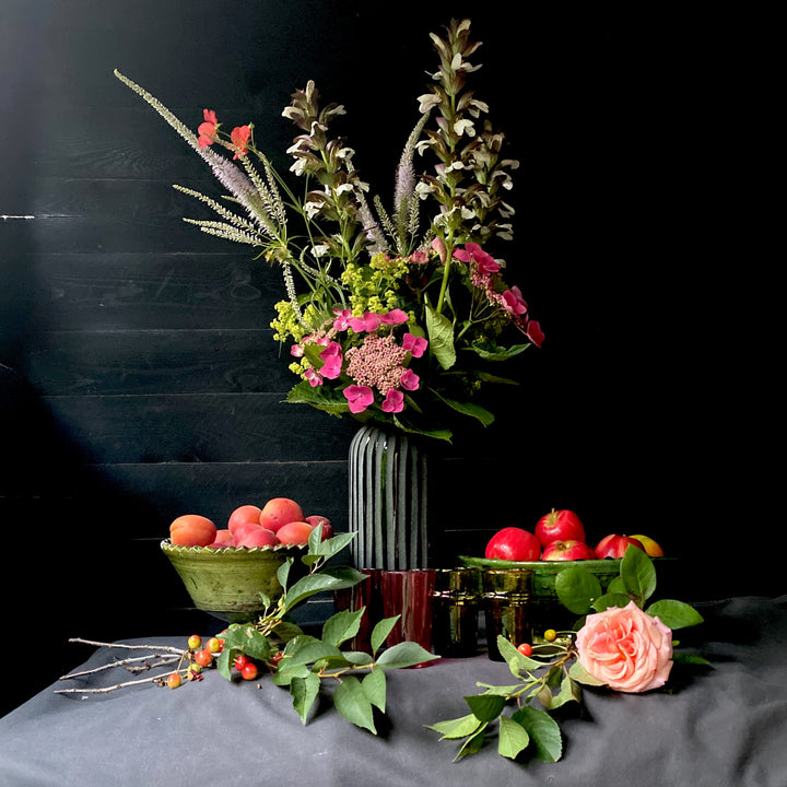 Battuto Cut Green Vase