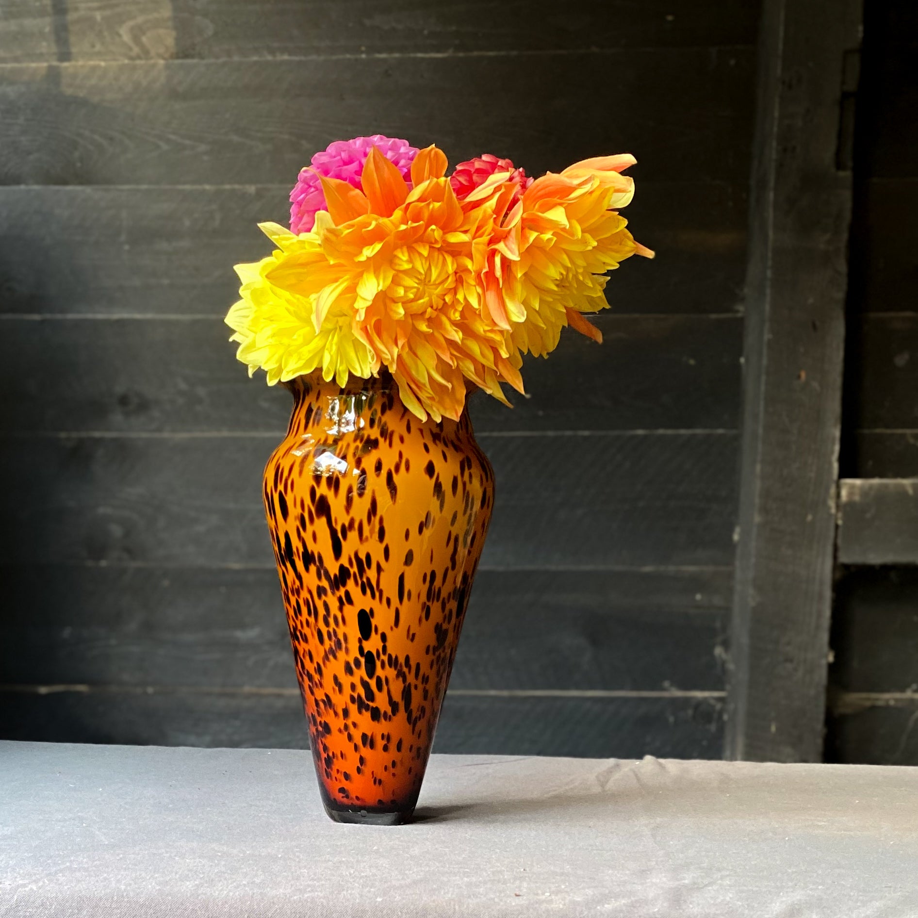Tall Amber Murano Vase