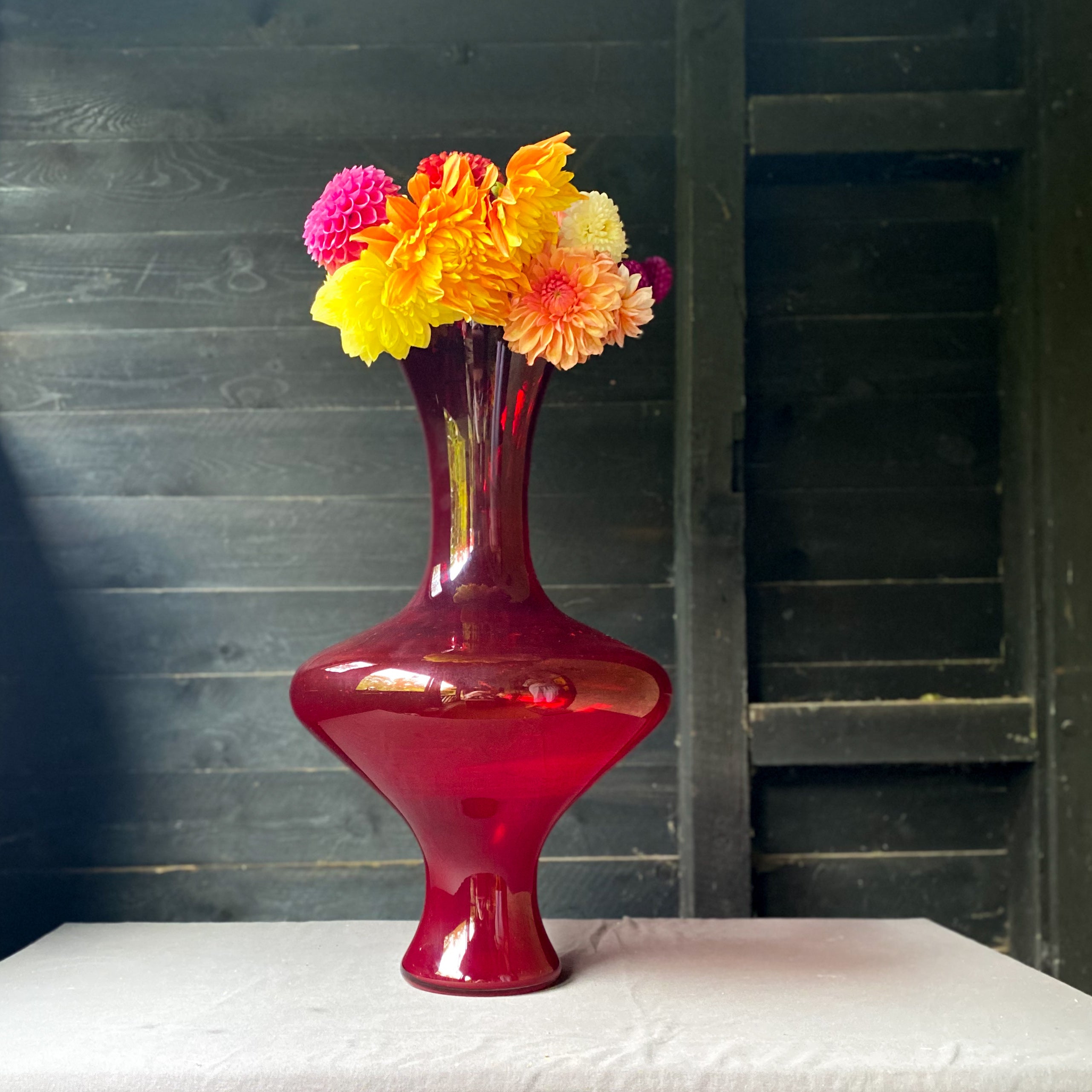 Enormous Red Corseted Vase