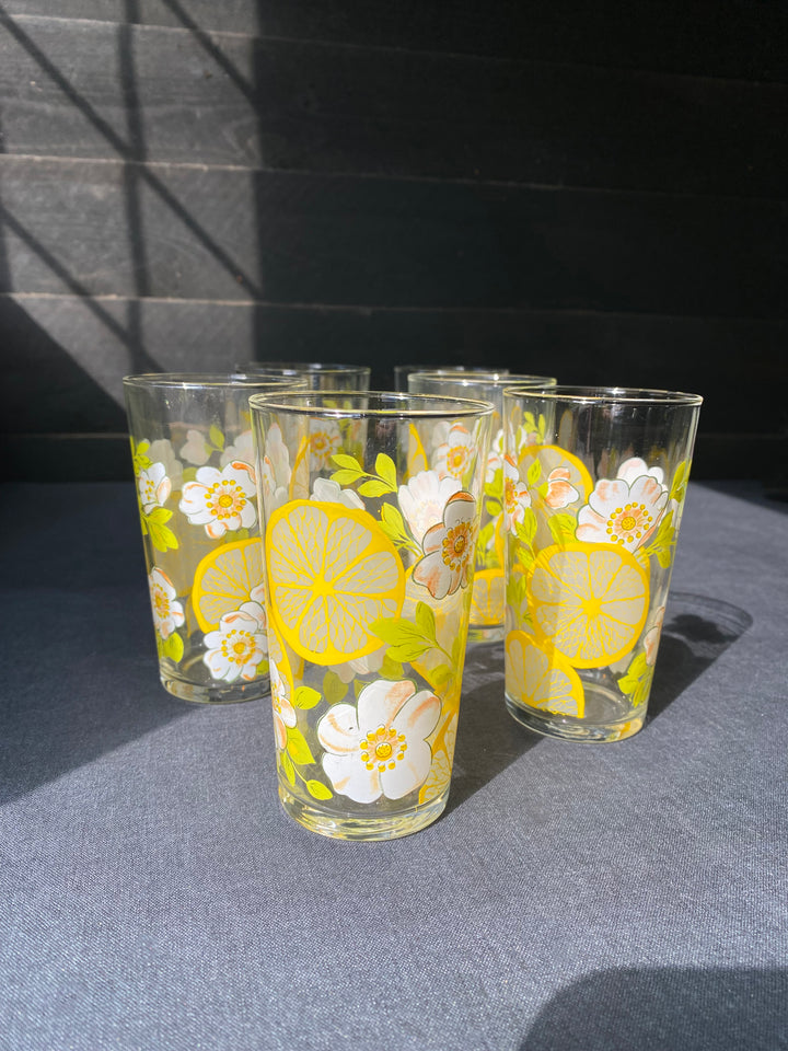 Vintage Floral Tumblers Set of Six