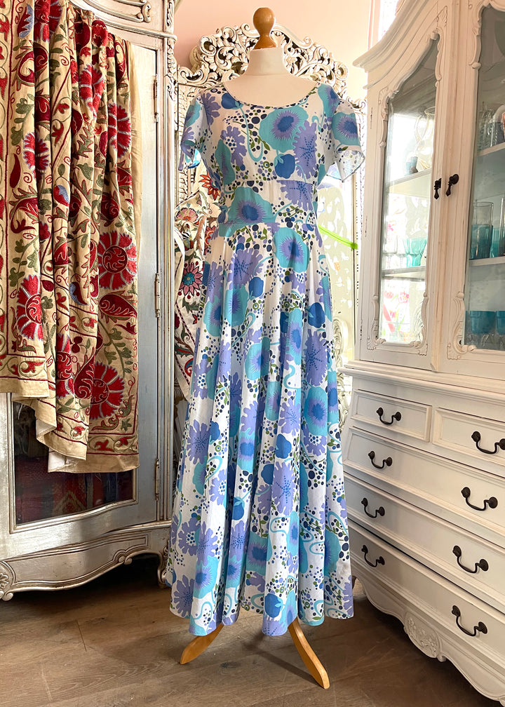 Vintage Abstract Floral Maxi Dress