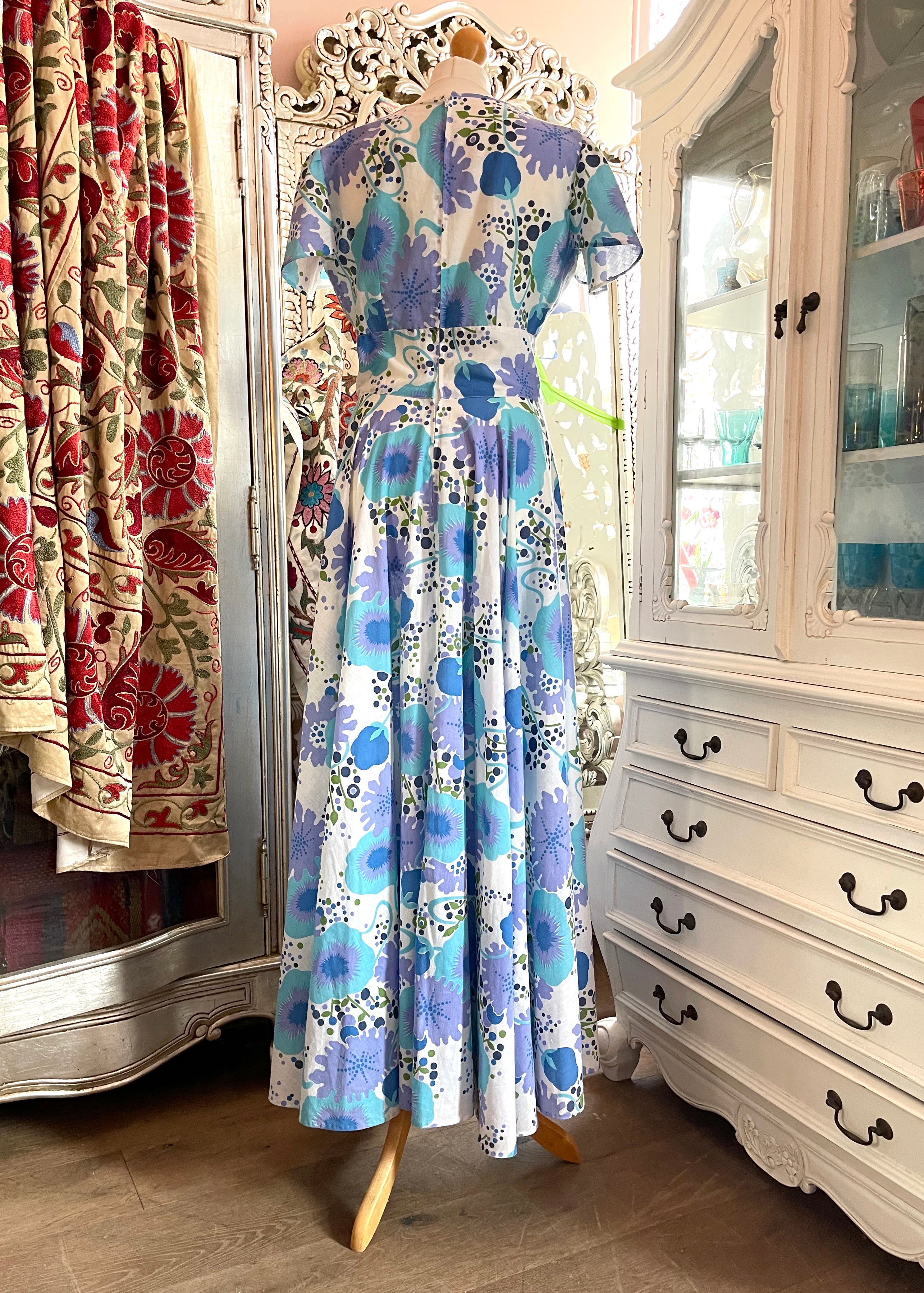 Vintage Abstract Floral Maxi Dress