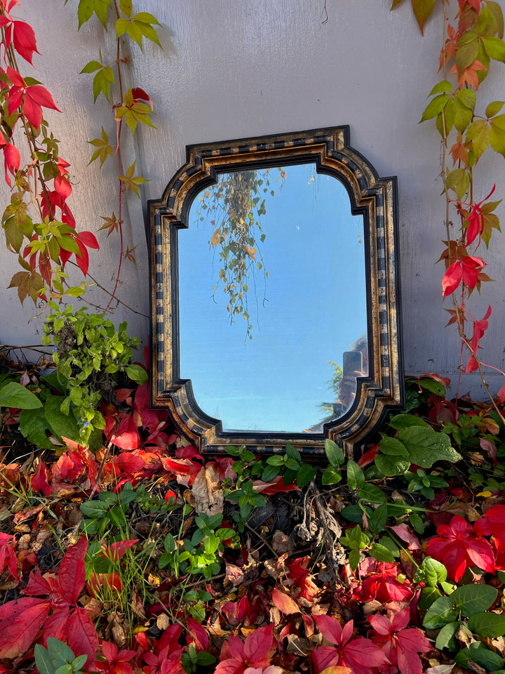 Vintage Black &amp; Gold Stripe Mirror