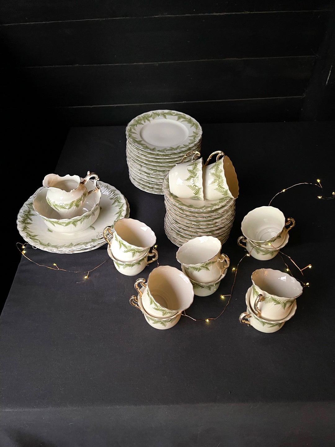 Vintage Festive Fern 40 Piece Tea Set