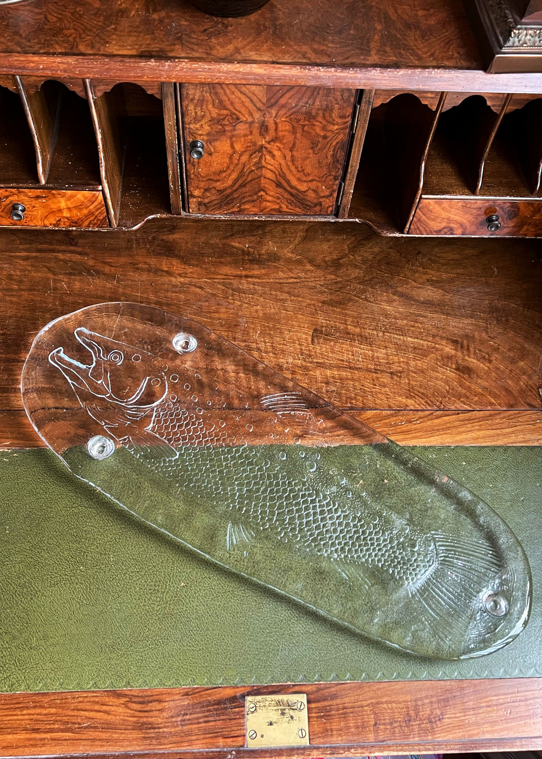 Vintage Scandinavian Salmon Glass Platter