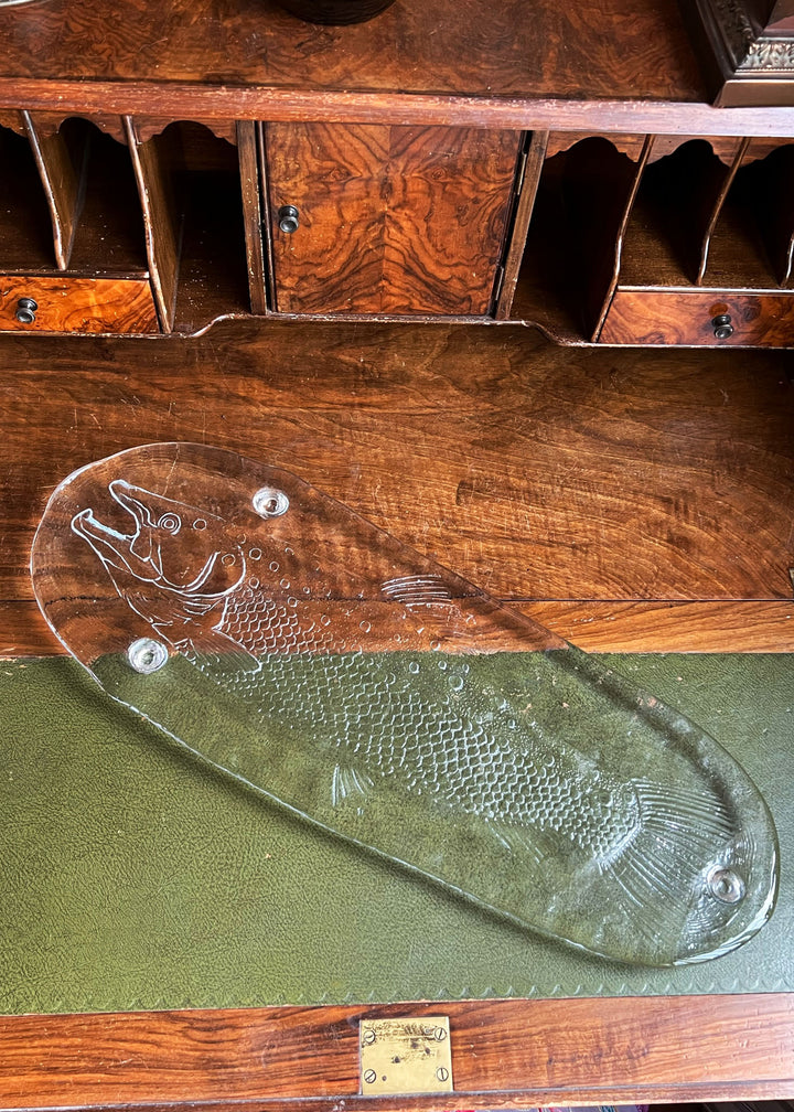 Vintage Scandinavian Salmon Glass Platter