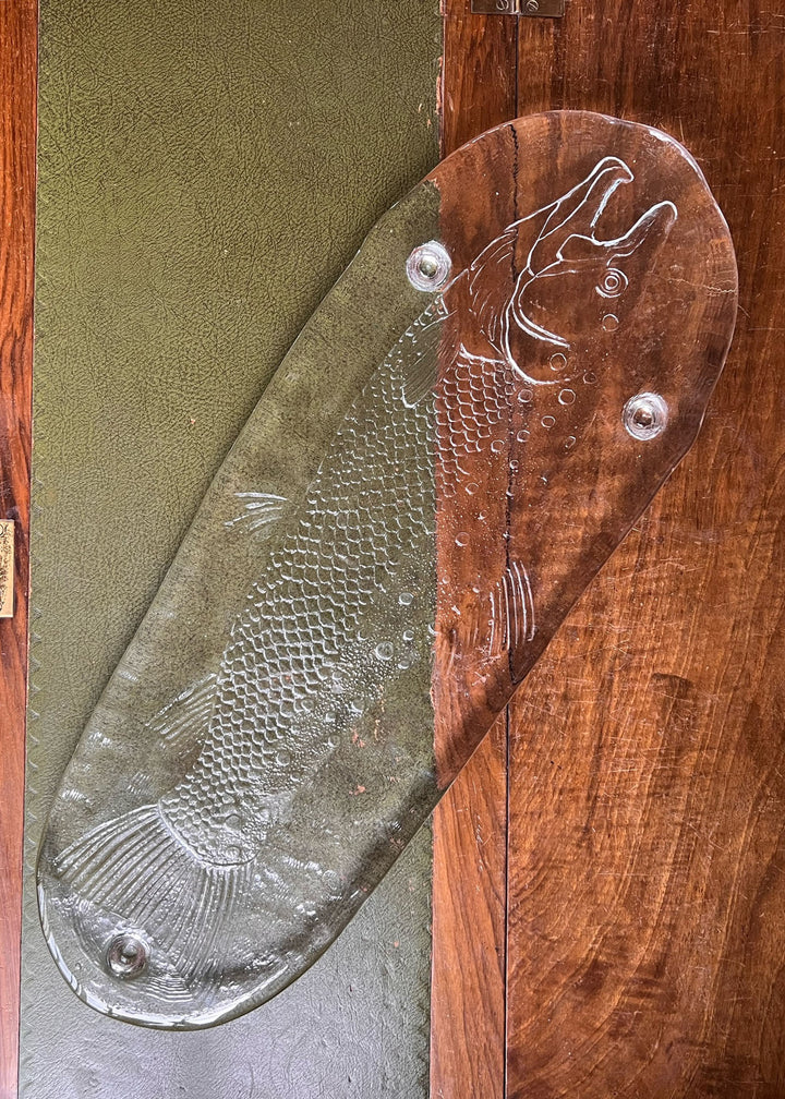 Vintage Scandinavian Salmon Glass Platter