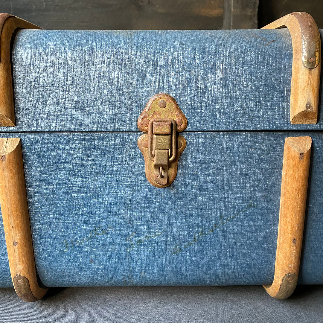 Vintage Blue Monogrammed Trunk