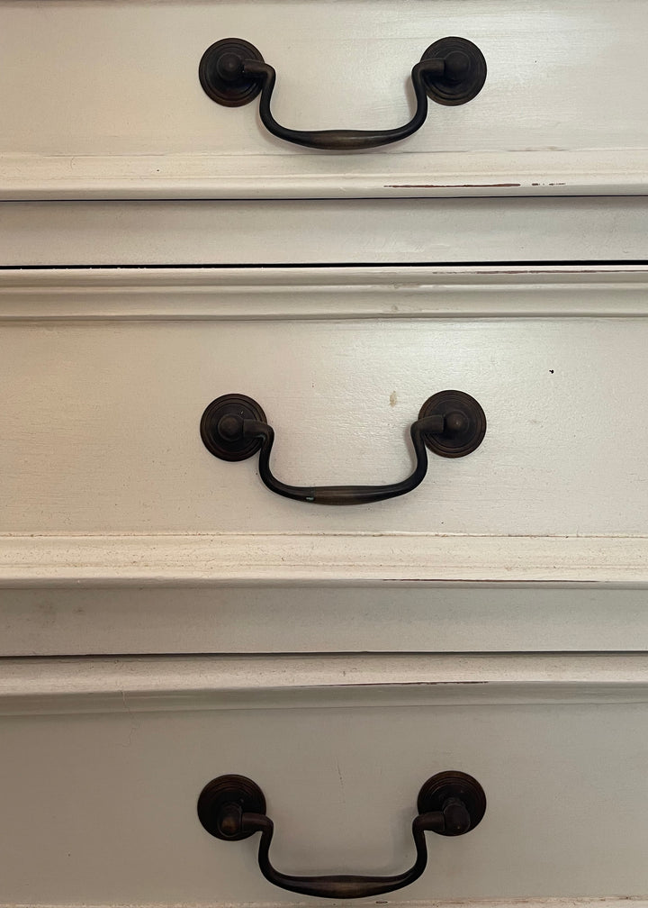 White Ornate Bombe Chest Dresser