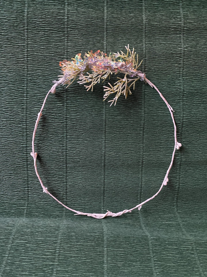 White Shimmer Twig &amp; Lichen Headband