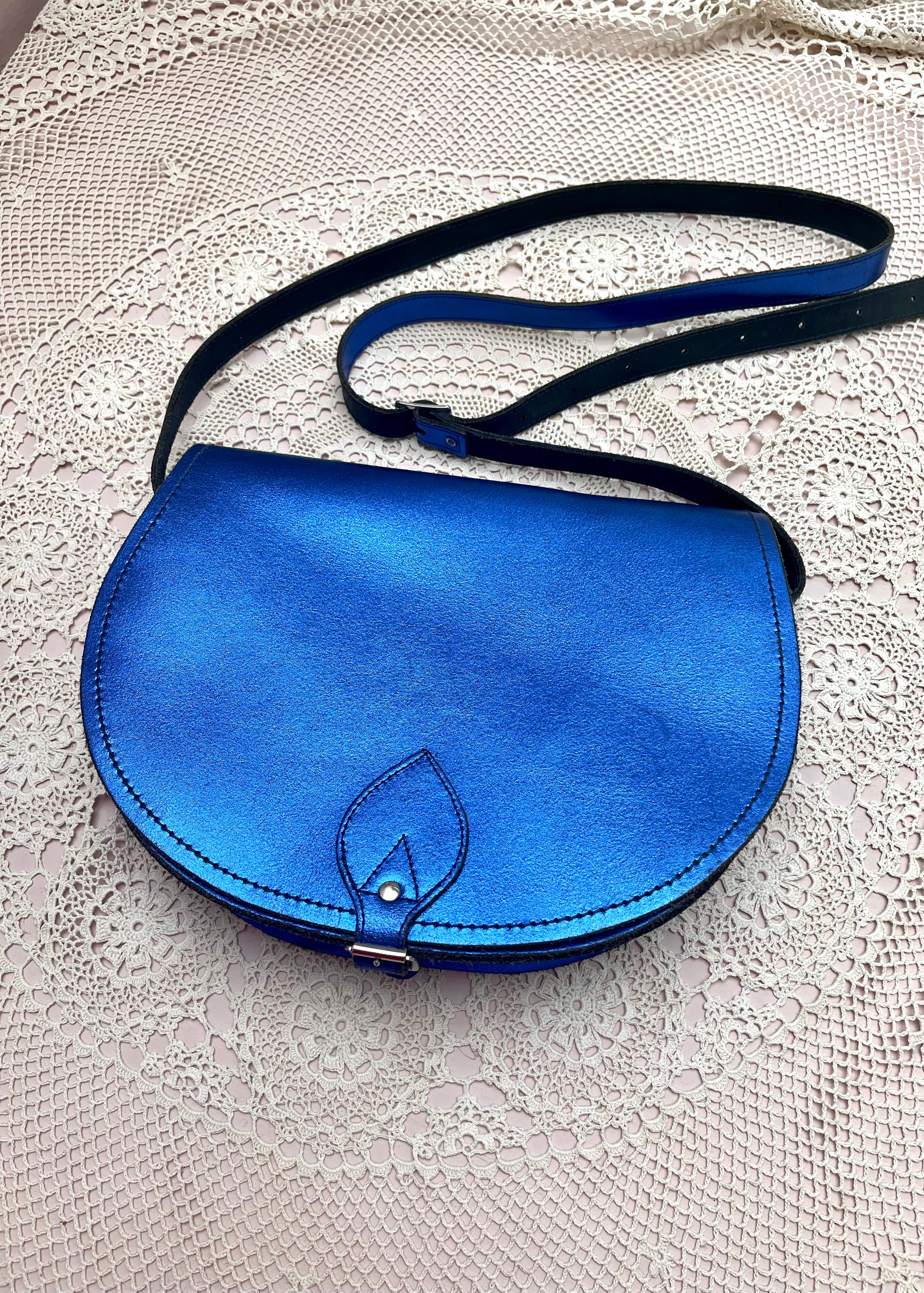 Zatchels Blue Metallic Saddle Bag