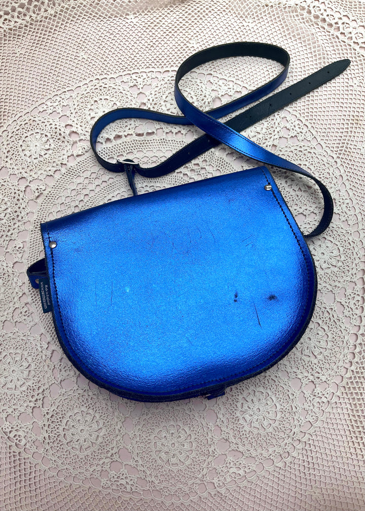 Zatchels Blue Metallic Saddle Bag
