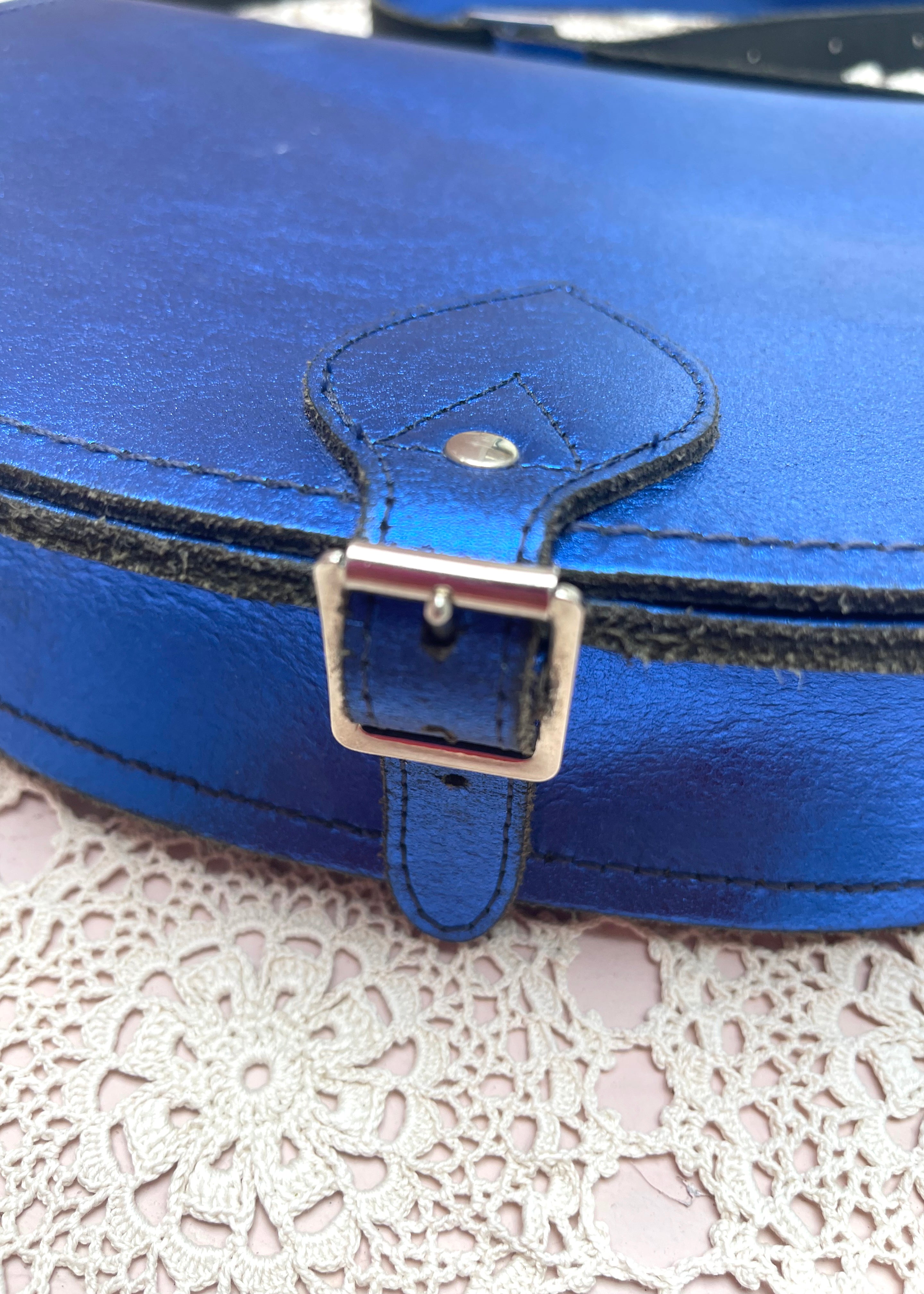 Zatchels Blue Metallic Saddle Bag
