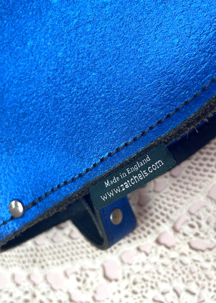 Zatchels Blue Metallic Saddle Bag