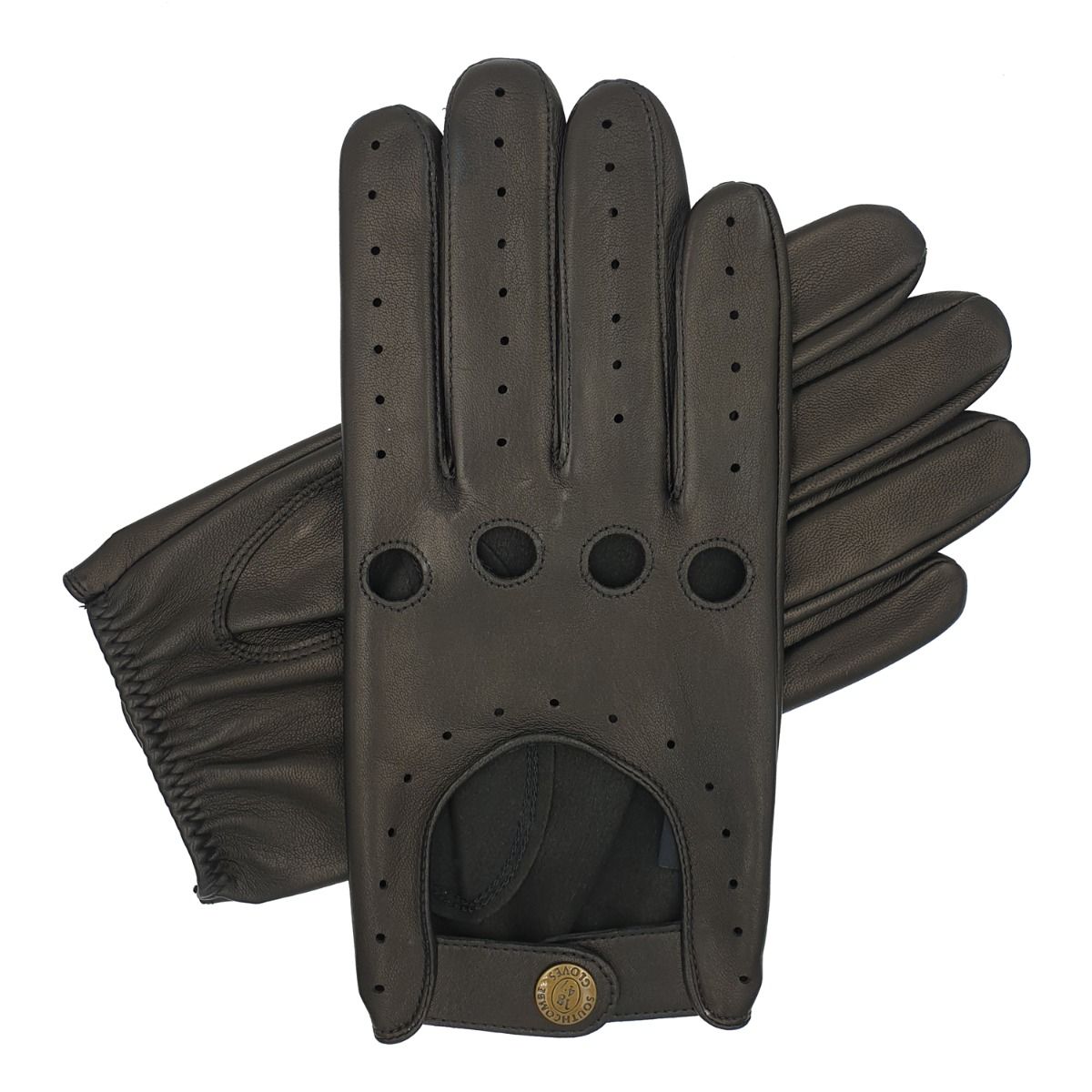 Southcombe Cooper Black Leather Mens Driving Gloves