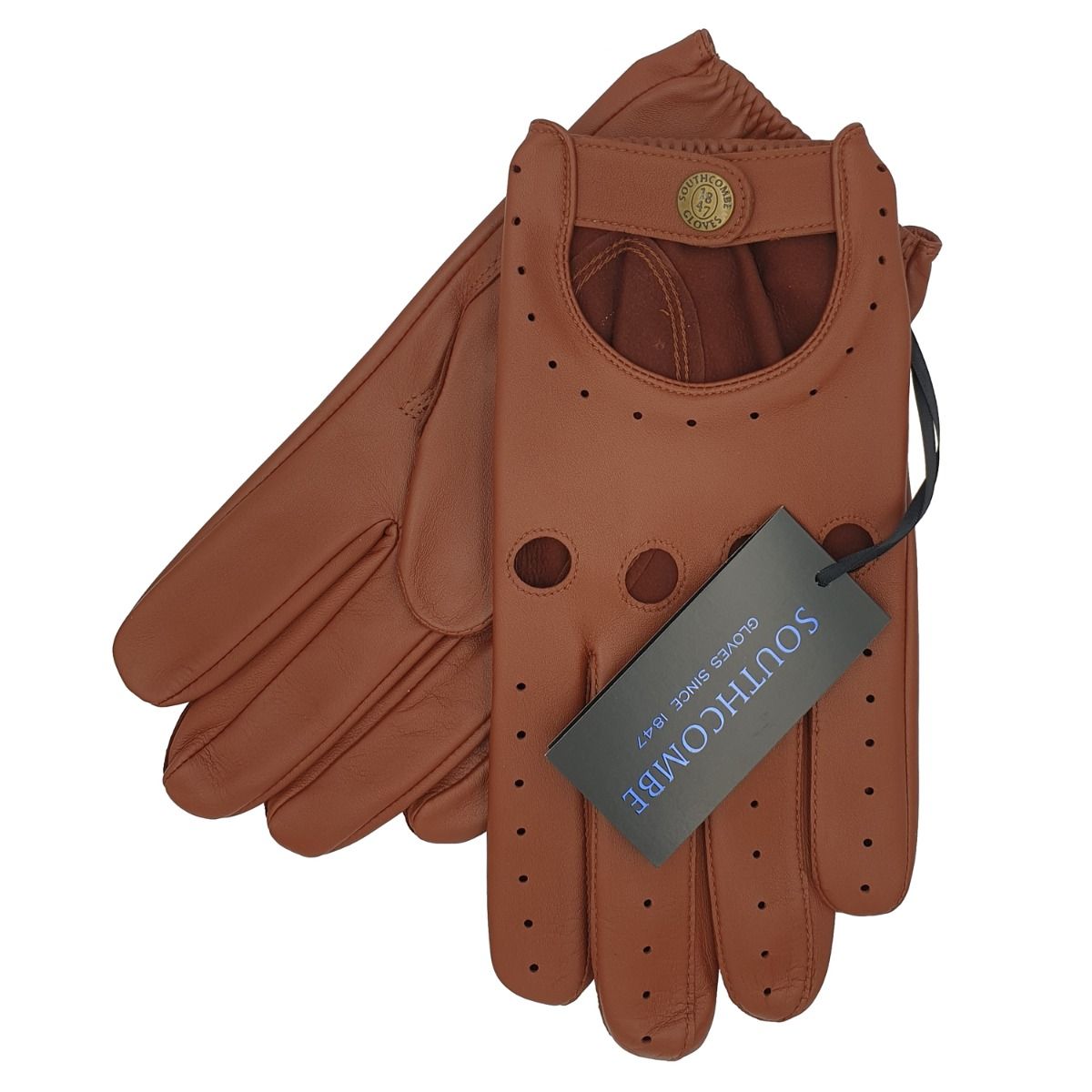 Cooper Tan Leather Mens Driving Gloves