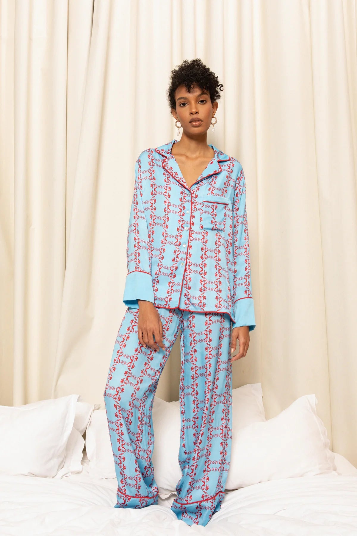 Coral Vegan Silk Pyjama Set