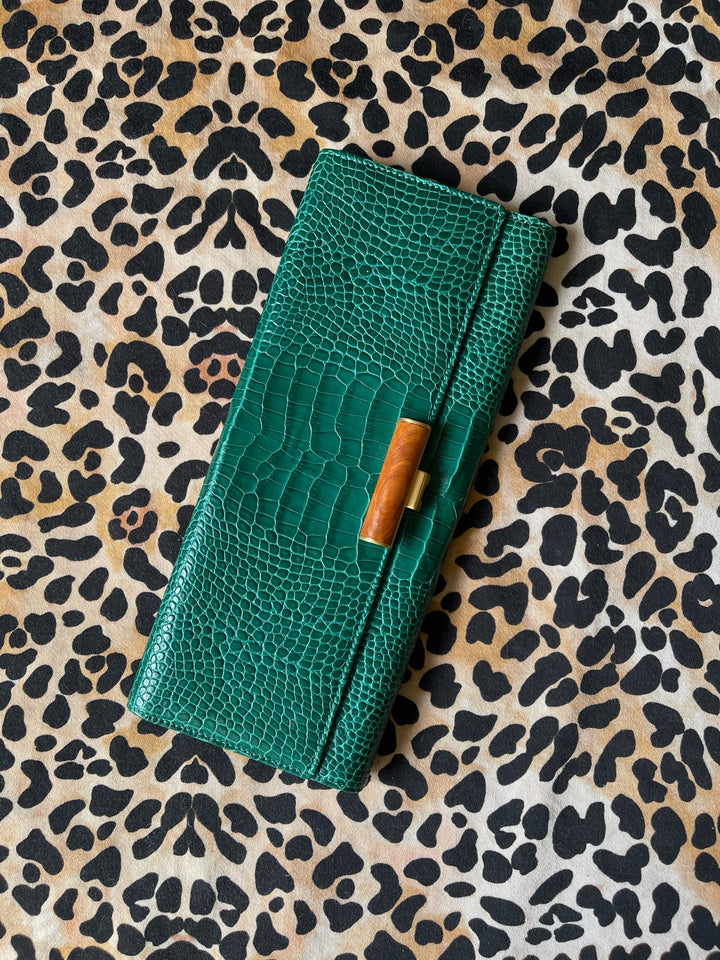Smythson Mara Crocodile Embossed Leather Make Up Brush Roll