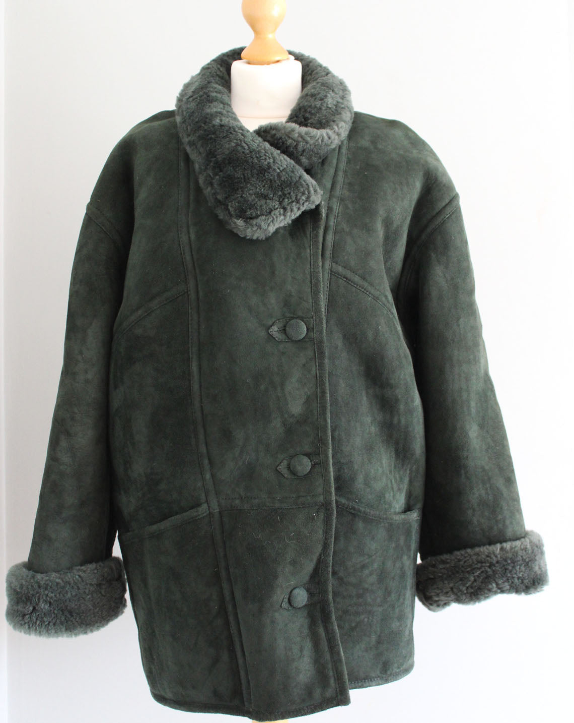 Vintage Green Sheepskin Coat