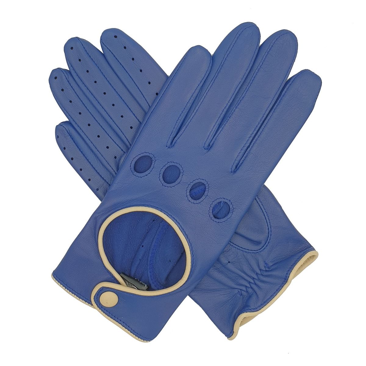Jules Blue Leather Driving Gloves