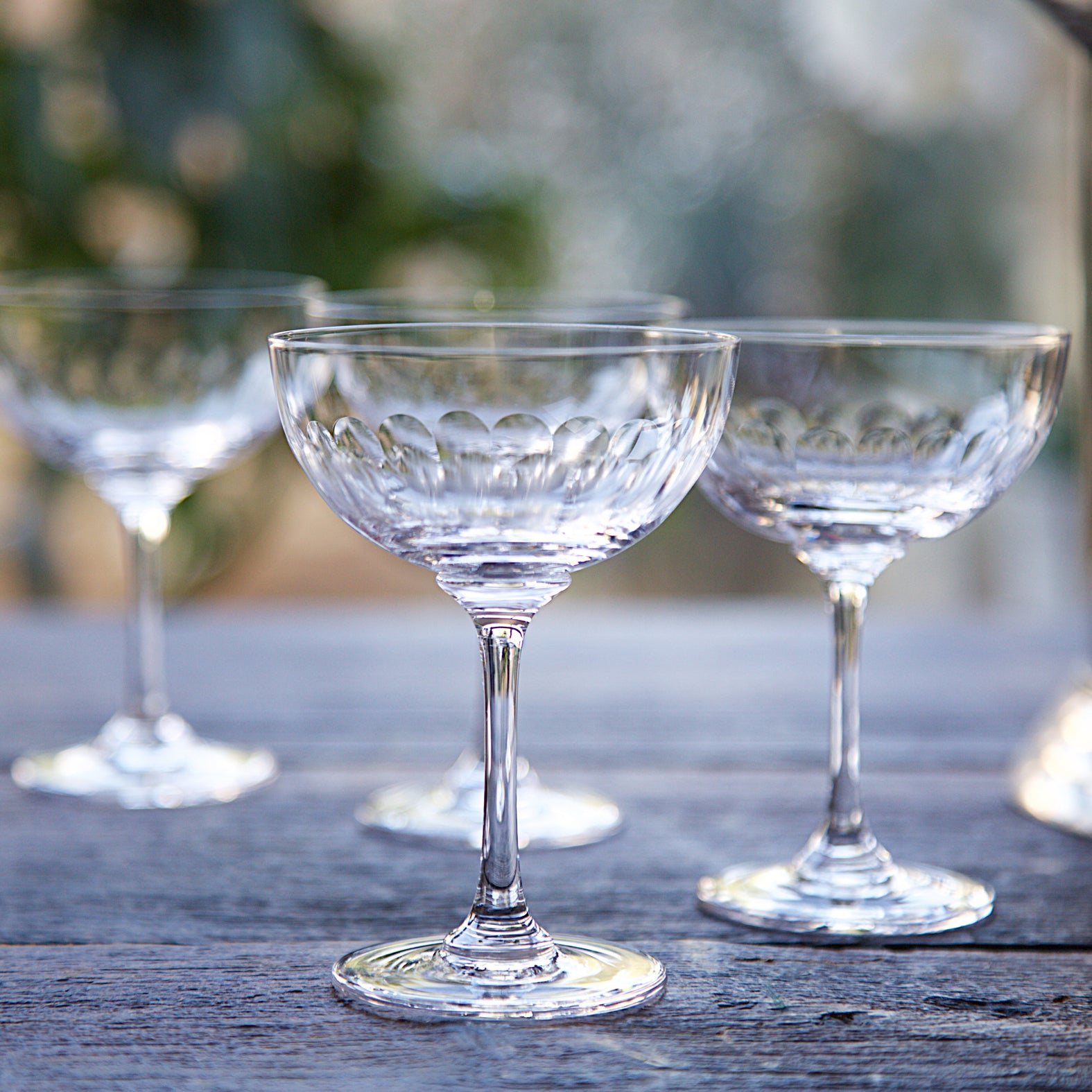 Pair of Crystal Champagne Saucers in Five Styles