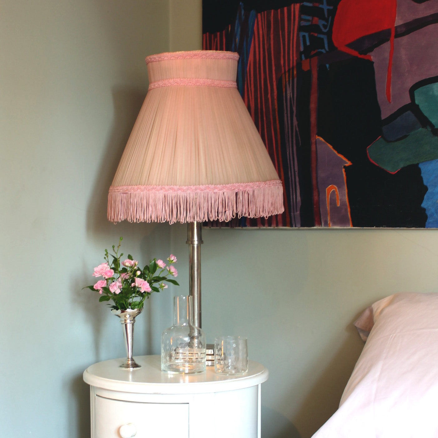 Chiffon Lampshade in Pale Pink