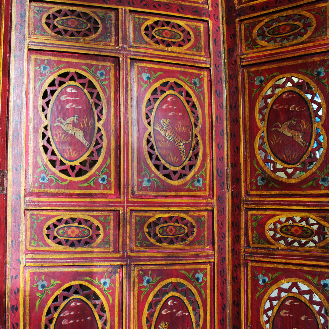 Hand Painted Tiger Indian Screen