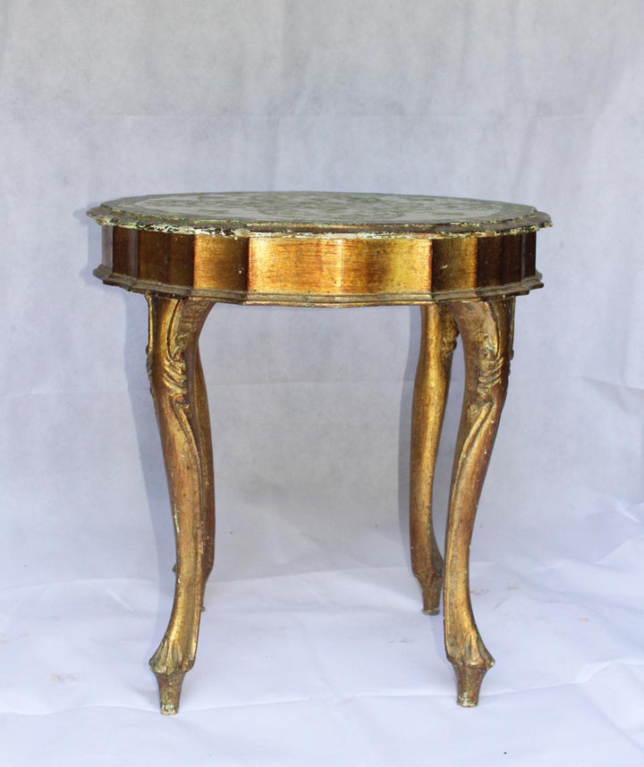 Round Florentine Gold &amp; Green Table