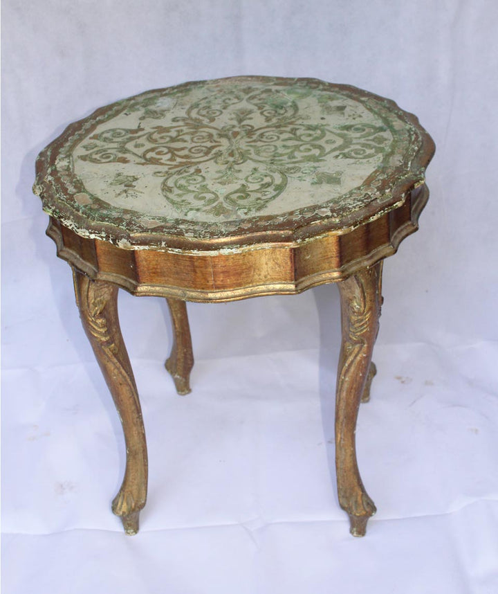 Round Florentine Gold &amp; Green Table