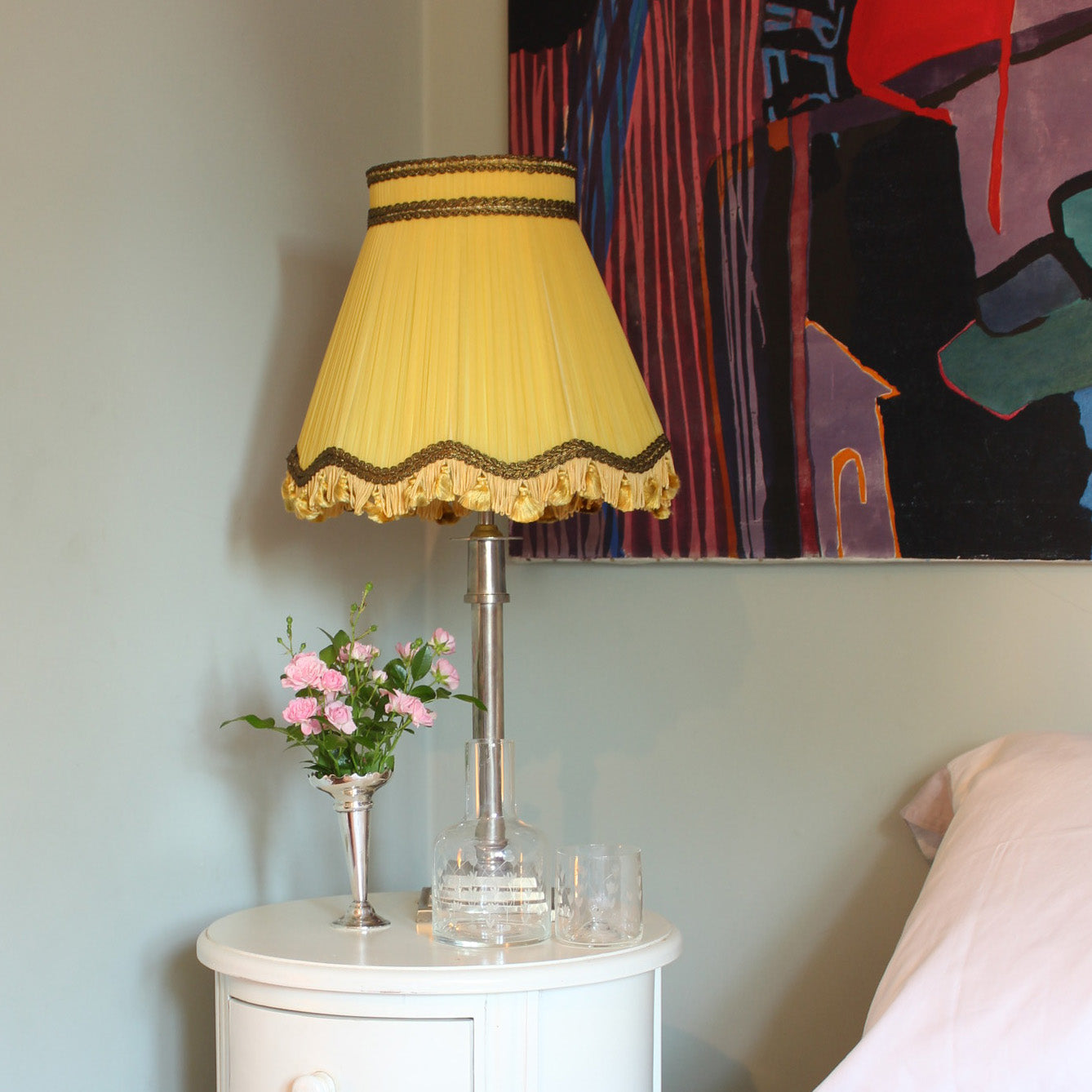 Pair of Vintage Yellow Lampshades
